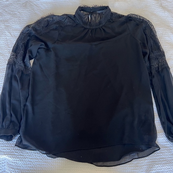 WHBM Black Sheer Lace Top - S - Picture 9 of 10